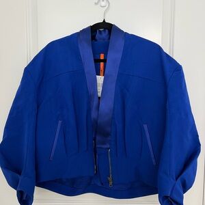 Elegant Women's Blue Bomber Jacket